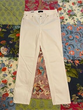 Talbots White Jeans Flawless 5 Pocket Straight-Leg slim ankle length